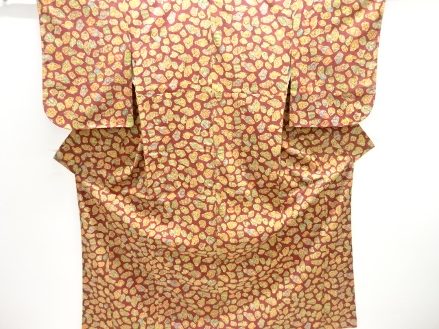 未使用品　花更紗模様手織り紬着物